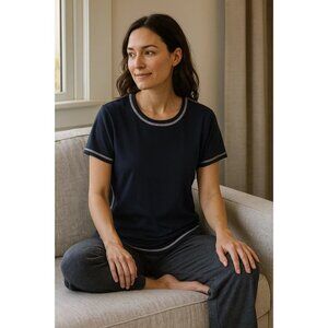 BOMBAS size XL Women's Navy Blue Pima Cotton T-shirt